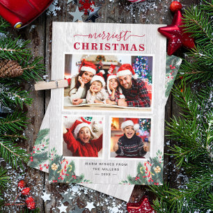 Tarjeta Festiva Birch Rústica Mistletoe Merriest Navidades 3 Foto