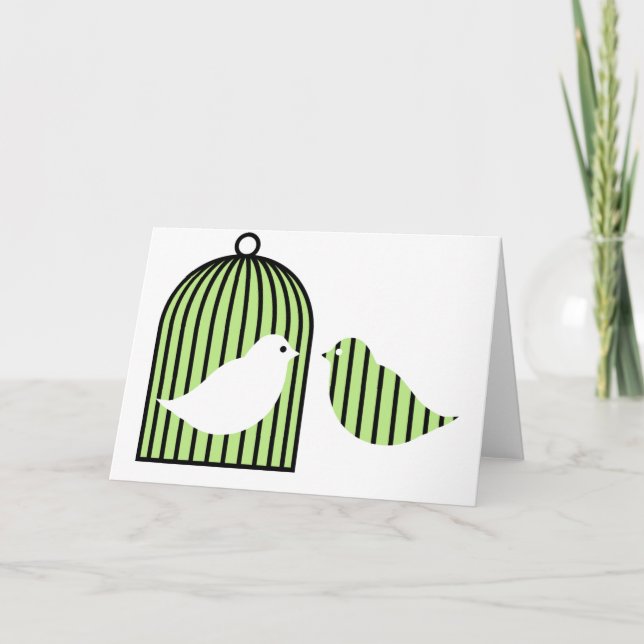 Tarjeta Festiva Birdcage verde (Anverso)