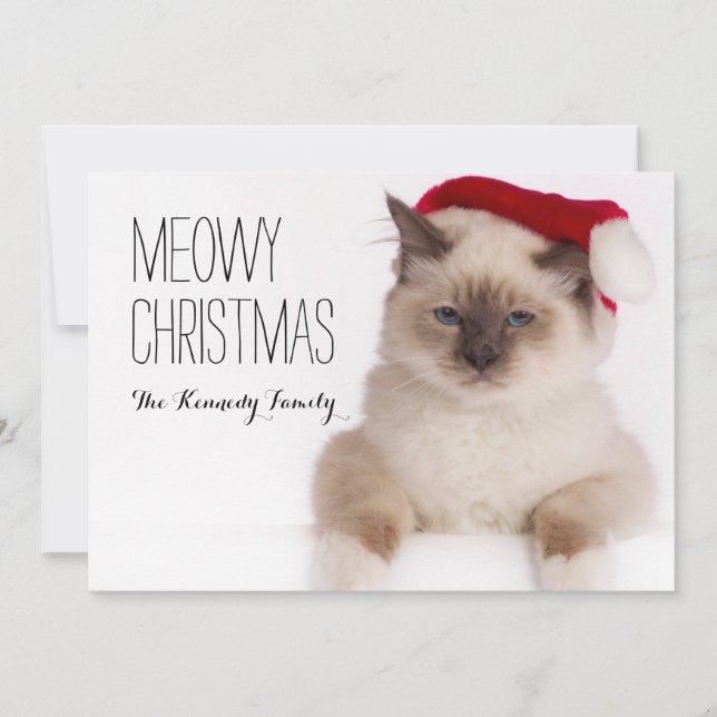 Tarjeta Festiva Birman Cat Santa (Anverso)