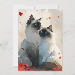 Tarjeta Festiva Birman Cats El día de San Valentín