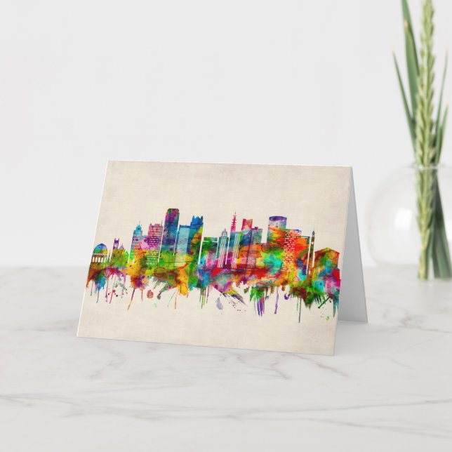Tarjeta Festiva Birmingham England Skyline (Anverso)