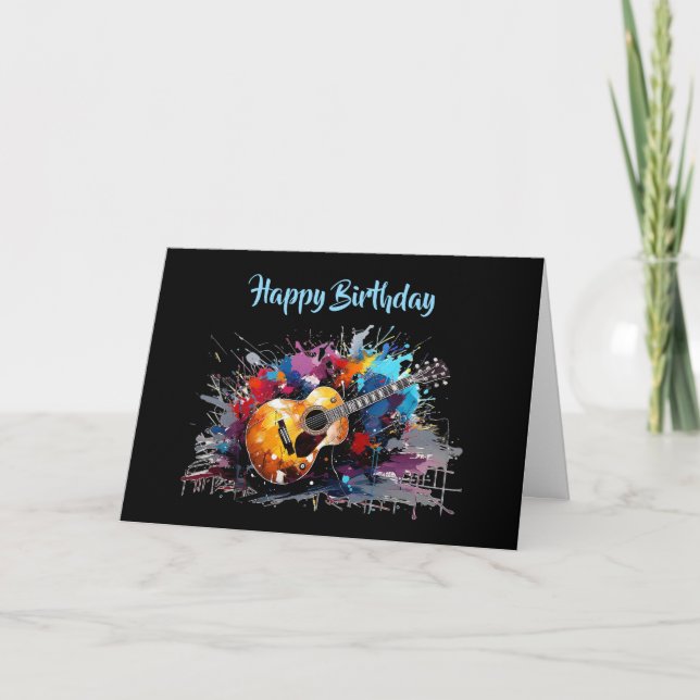 Tarjeta Festiva Birthday  Artistic Abstract Guitar Music Lover's  (Anverso)