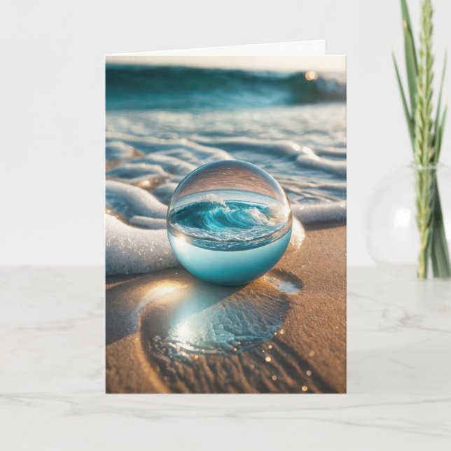 Tarjeta Festiva Birthday Beach Lens Ball (Anverso)
