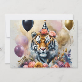 Tarjeta Festiva Birthday Card Party Tiger Personalize