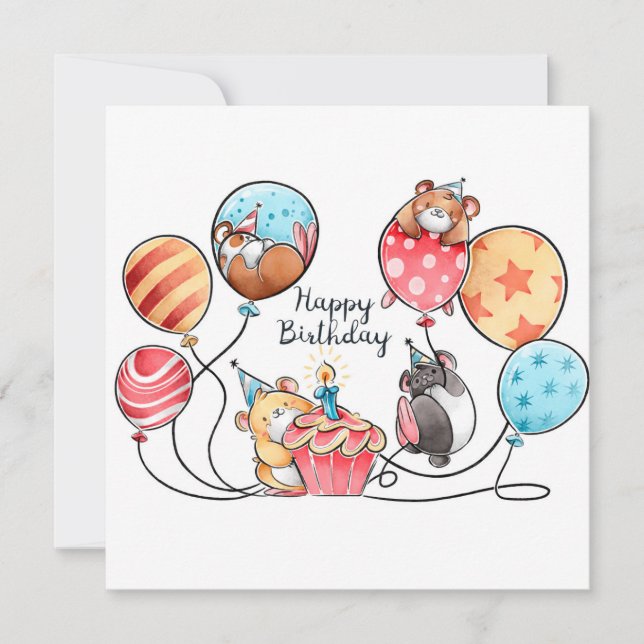Tarjeta Festiva Birthday Hamsters (Anverso)