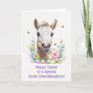 Tarjeta Festiva Bisnieta Feliz Pascua Hermoso Potro De Caballo