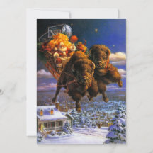 Bison Pulling Santa Claus