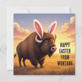 Tarjeta Festiva Bisonte estadounidense con orejas de conejo