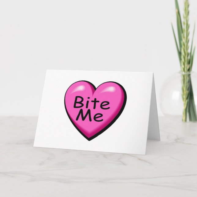 Tarjeta Festiva Bite Me Candy Heart (Anverso)