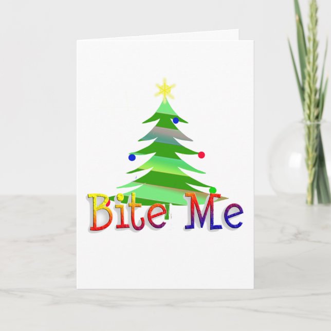 Tarjeta Festiva Bite Me Christmas Tree (Anverso)