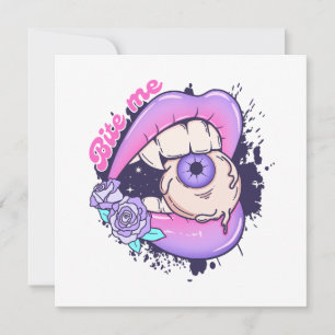 Tarjeta Festiva Bite Me Pink Halloween Litros
