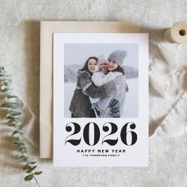 Tarjeta Festiva Black 2025 Audaz Tipografía Foto de Año Nuevo