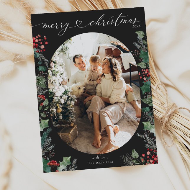 Tarjeta Festiva Black and Red Simple Merry Christmas (Subido por el creador)