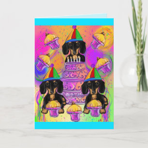 Tarjeta Festiva Black and Tan Dachshunds