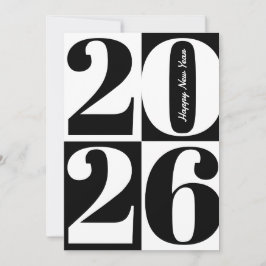 Tarjeta Festiva Black and White Bold Year Blocks Happy New Year