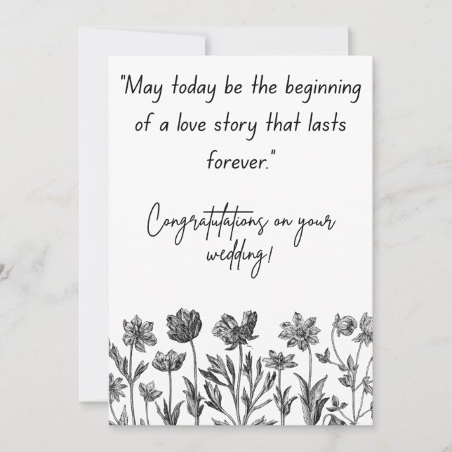 Tarjeta Festiva  Black and White Floral Wedding celebrating (Anverso)