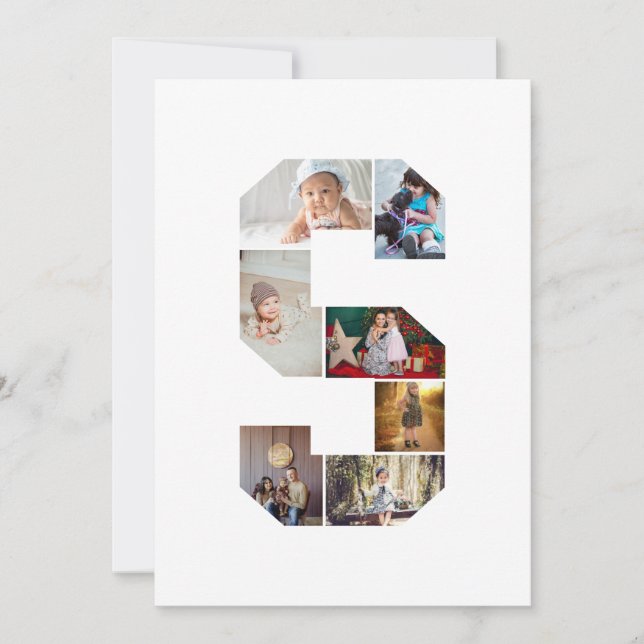 Tarjeta Festiva Black and White Letter S Photo Collage (Anverso)