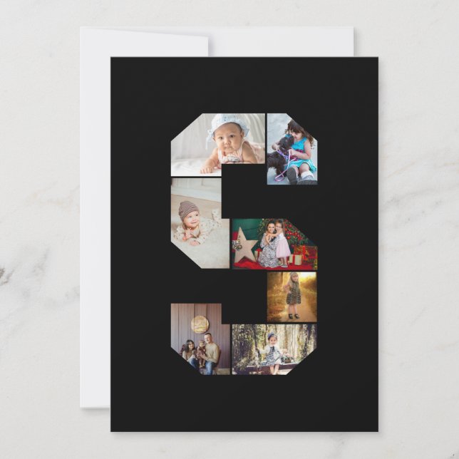 Tarjeta Festiva Black and White Letter S Photo Collage (Anverso)
