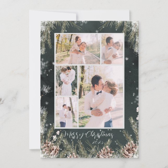 Tarjeta Festiva Black and White Photo Christmas Card (Anverso)