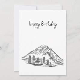 Tarjeta Festiva black and white sketch of Mountains