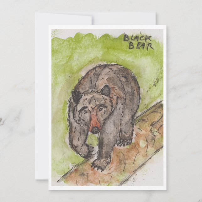 Tarjeta Festiva Black Bear Greeting Card (Anverso)