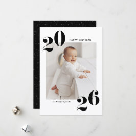 Tarjeta Festiva Black Bold Typography 2025 New Year Photo