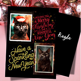 Tarjeta Festiva Black cat christmas 