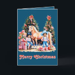 Tarjeta Festiva Black Cowgirl Winter Scene Horse Merry Christmas<br><div class="desc">Arte de Baile de Cowgirl Designs for the Rodeo Days Store.</div>