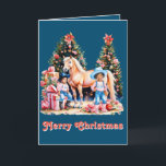 Tarjeta Festiva Black Cowgirl Winter Scene Horse Merry Christmas<br><div class="desc">Arte de Baile de Cowgirl Designs for the Rodeo Days Store.</div>