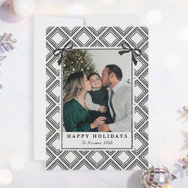 Tarjeta Festiva Black Diamond Pattern Holiday Card with Photo