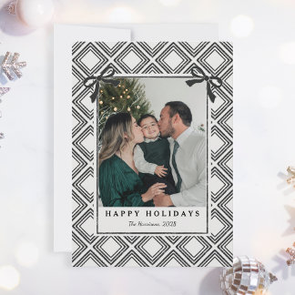 Tarjeta Festiva Black Diamond Pattern Holiday Card with Photo