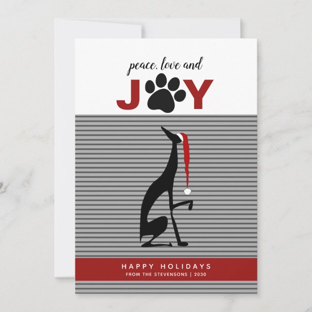 Tarjeta Festiva Black Dog Santa Hat Joy  (Anverso)