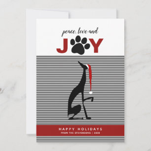 Tarjeta Festiva Black Dog Santa Hat Joy