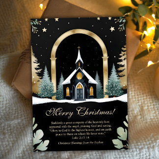Tarjeta Festiva Black Gold Church Bible Verse Christian Christmas