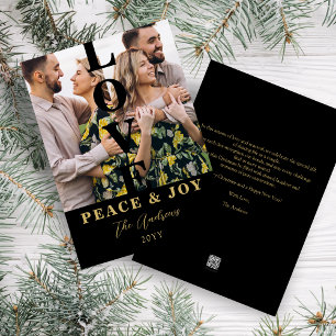 Tarjeta Festiva Black & Gold  Minimalist 2 Vertical Photos Xmas