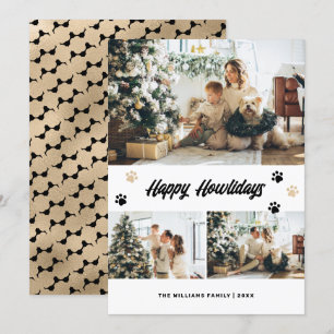 Tarjeta Festiva Black Gold Paws Photo Happy Howlidays