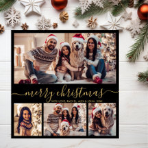 Black Gold Script Moderno 5 Navidades de Collage d
