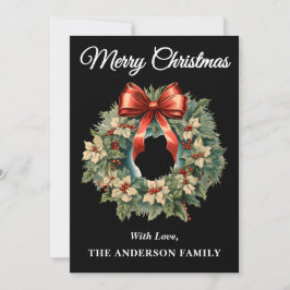 Tarjeta Festiva Black Holly Berry Navidades Wreath