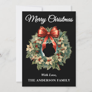 Tarjeta Festiva Black Holly Berry Navidades Wreath