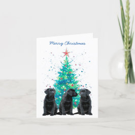 Tarjeta Festiva Black Lab Merry Christmas Labrador Cute Dote Puppy