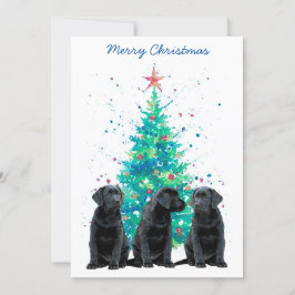 Tarjeta Festiva Black Lab Merry Christmas Labrador Cute Dote Puppy