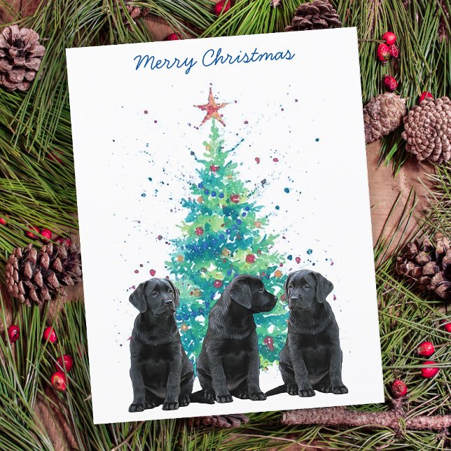 Tarjeta Festiva Black Lab Merry Christmas Labrador Cute Perro Cupp (Subido por el creador)