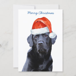 Tarjeta Festiva Black Lab Merry Christmas Labrador Cute Santa Dog