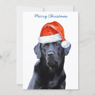 Tarjeta Festiva Black Lab Merry Christmas Labrador Cute Santa Dog