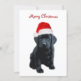 Tarjeta Festiva Black Lab Merry Christmas Labrador Puppy Santa Dog