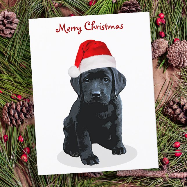 Tarjeta Festiva Black Lab Merry Christmas Labrador Santa Dog (Subido por el creador)