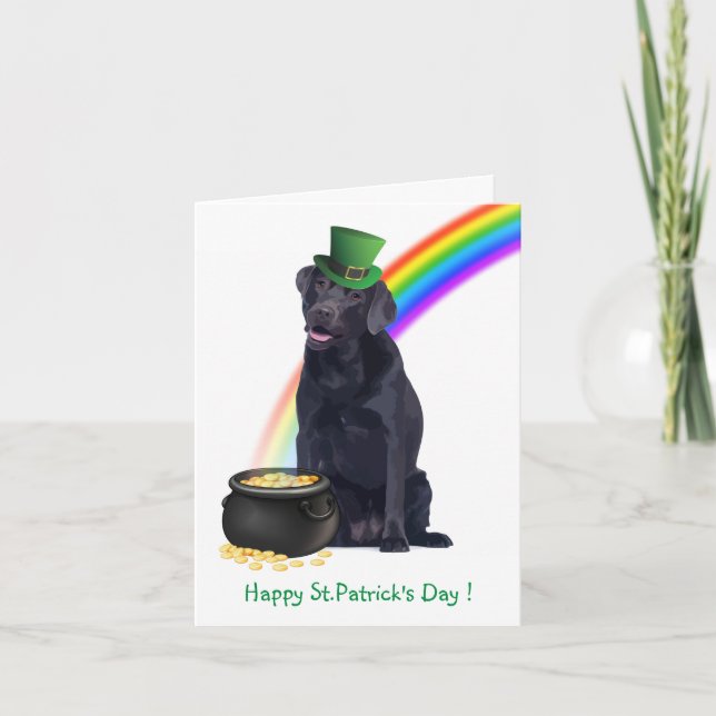 Tarjeta Festiva Black Lab Pot Of Gold St.Patrick's Day (Anverso)