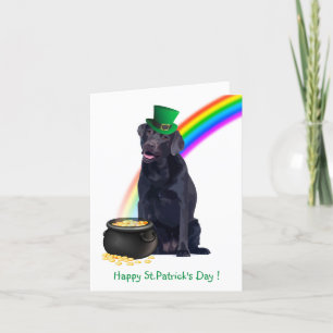 Tarjeta Festiva Black Lab Pot Of Gold St.Patrick's Day