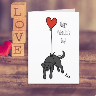 Tarjeta Festiva Black Labrador Heart Balloon Valentine