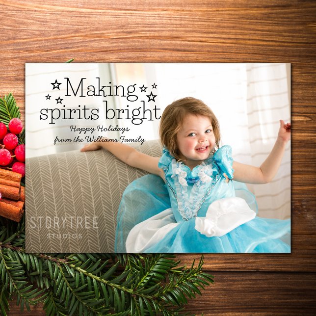 Tarjeta Festiva Black Making Spirits Bright Holiday Card (Black Making Spirits Bright Holiday Photo Card)